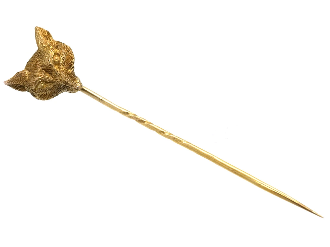Edwardian15ct Gold Fox Tie Pin 6 Edwardian15ct Gold Fox Tie Pin - Image 4