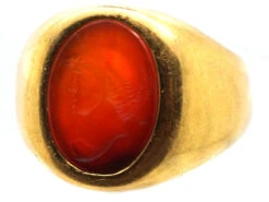 Victorian 18ct Gold Signet Ring With Roman Carnelian Intaglio Of A Centurion 13 Victorian 18ct Gold Signet Ring With Roman Carnelian Intaglio Of A Centurion -Antique Jewellery Company DSC01375 copy