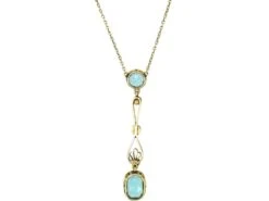 Edwardian 15ct Gold, Aquamarine & Natural Split Pearl Pendant On 15ct Gold Chain -Antique Jewellery Company DSC01376 1 scaled 1