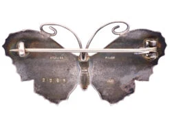 Silver, Green, Black & Red Enamel Butterfly Brooch 7 Silver, Green, Black & Red Enamel Butterfly Brooch -Antique Jewellery Company DSC01399 1