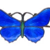 Small Silver, Blue & Green Enamel Butterfly Brooch