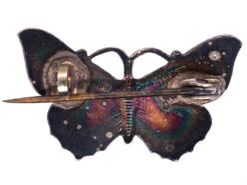 Small Silver, Blue & Green Enamel Butterfly Brooch -Antique Jewellery Company DSC01416