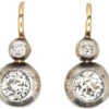 Early 20th Century 15ct Gold & Platinum Two Stone Diamond Earrings 1 Early 20th Century 15ct Gold & Platinum Two Stone Diamond Earrings -Antique Jewellery Company DSC01432 copy