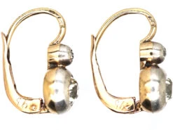 Early 20th Century 15ct Gold & Platinum Two Stone Diamond Earrings -Antique Jewellery Company DSC01440 copy