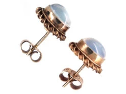 9ct Gold & Moonstone Oval Earrings -Antique Jewellery Company DSC01445