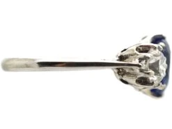 Mid-Century 18ct White Gold Unheated Burma Sapphire & Diamond Three Stone Ring -Antique Jewellery Company DSC01453 scaled 1