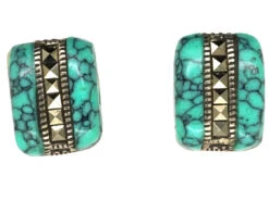 Silver Turquoise & Marcasite Earrings