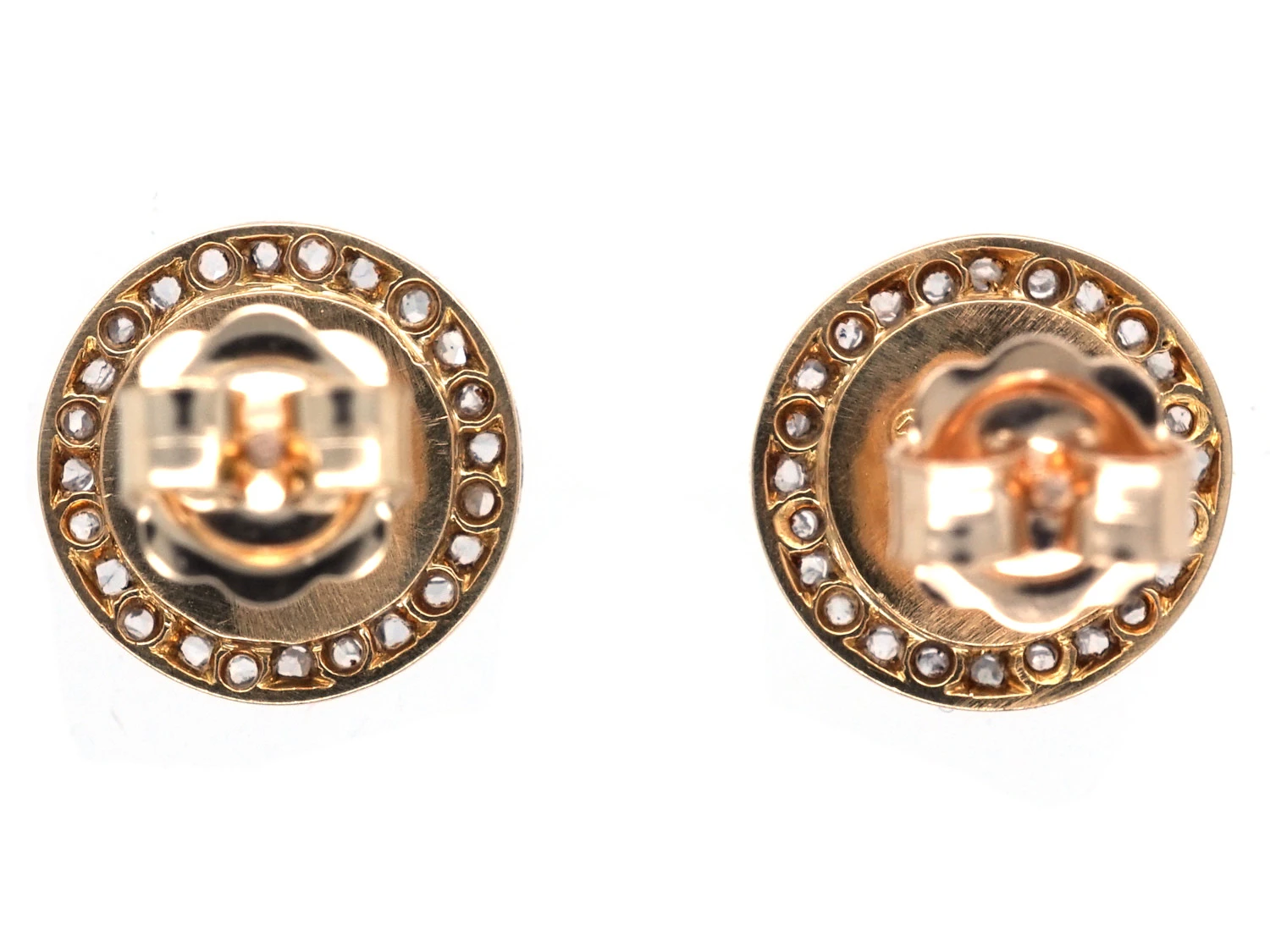 18ct Gold & Platinum Art Deco Onyx & Rose Diamond Round Earrings 5 18ct Gold & Platinum Art Deco Onyx & Rose Diamond Round Earrings - Image 3
