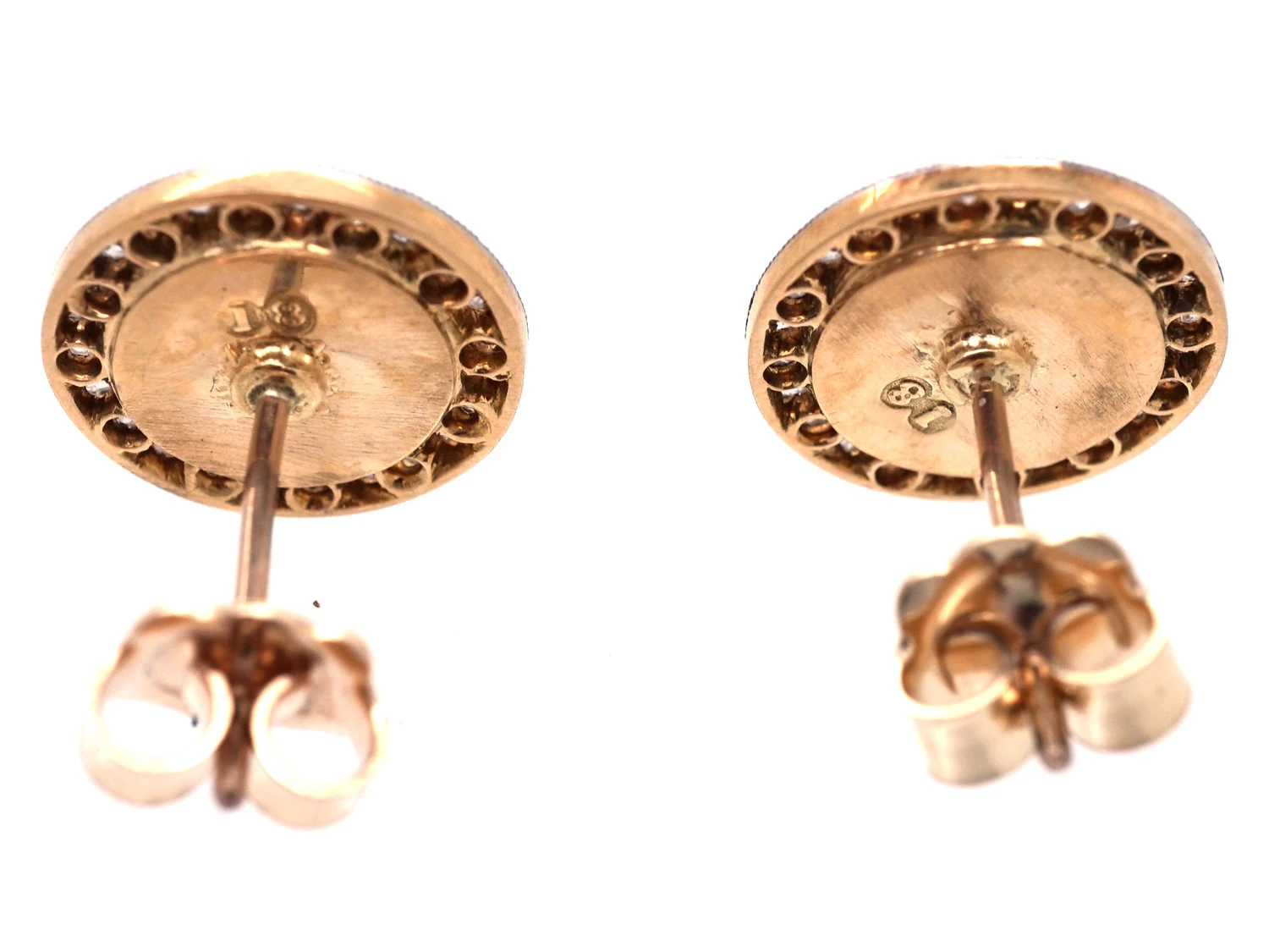 18ct Gold & Platinum Art Deco Onyx & Rose Diamond Round Earrings 8 18ct Gold & Platinum Art Deco Onyx & Rose Diamond Round Earrings - Image 6