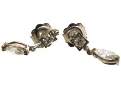 18ct White Gold Diamond Marquise Drop Earrings -Antique Jewellery Company DSC01496 1