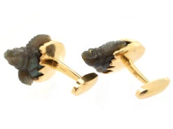 18ct Gold & Labradorite Baby Turtles Coming Out Of Their Shells Cufflinks -Antique Jewellery Company DSC01496 2
