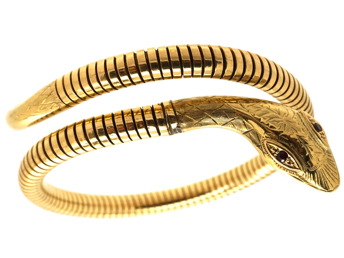 9ct Gold & Ruby Snake Bangle 3 9ct Gold & Ruby Snake Bangle