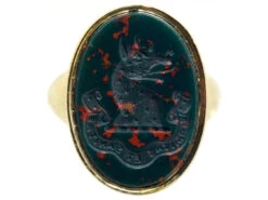 Victorian 18ct Gold & Bloodstone Intaglio Of A Wolf’s Head Signet Ring