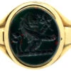 Victorian 18ct Gold & Bloodstone Carved Intaglio Of A Lion Signet Ring -Antique Jewellery Company DSC01507