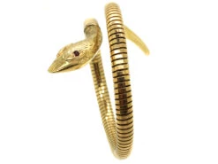 9ct Gold & Ruby Snake Bangle 17 9ct Gold & Ruby Snake Bangle -Antique Jewellery Company DSC01510