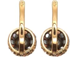 Early 20th Century 18ct Gold, Natural Pearl & Rose Diamond Flower Earrings -Antique Jewellery Company DSC01558