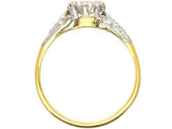 Art Deco 18ct Gold & Platinum, Diamond Solitaire Ring With Diamond Three Leaf Shoulders 11 Art Deco 18ct Gold & Platinum, Diamond Solitaire Ring With Diamond Three Leaf Shoulders -Antique Jewellery Company DSC01573