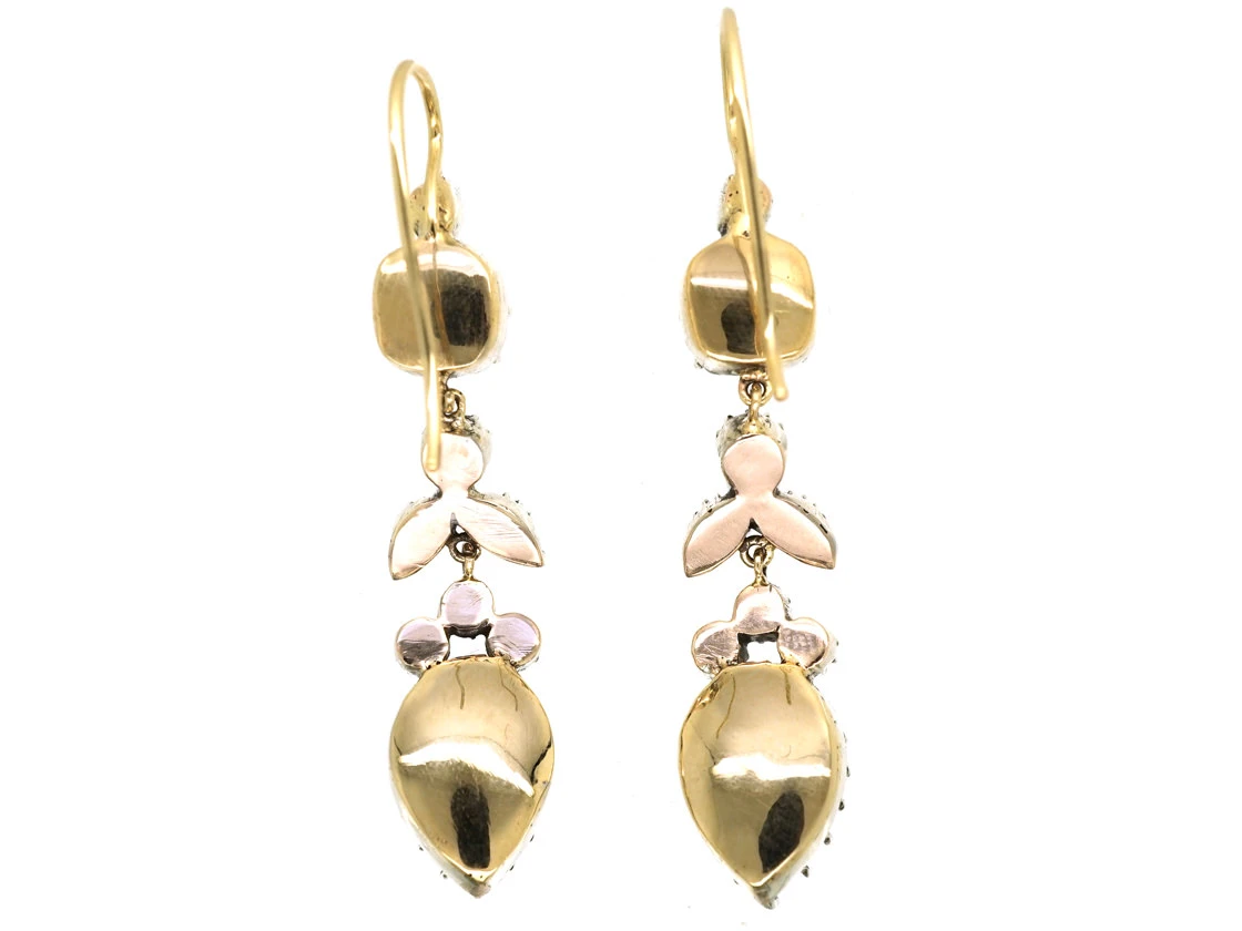 Georgian Silver & Gold, Paste Pear Shaped Drop Earrings 6 Georgian Silver & Gold, Paste Pear Shaped Drop Earrings - Image 4