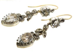 Georgian Silver & Gold, Paste Pear Shaped Drop Earrings 8 Georgian Silver & Gold, Paste Pear Shaped Drop Earrings -Antique Jewellery Company DSC01600