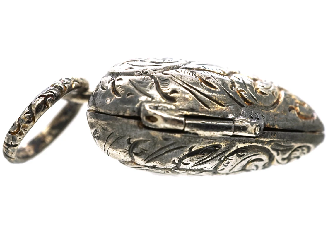 Georgian Silver Heart Shaped Pendant With Vinaigrette Inside 7 Georgian Silver Heart Shaped Pendant With Vinaigrette Inside - Image 5