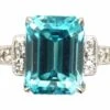 Art Deco 18ct White Gold, Rectangular Cut Zircon Ring With Step Down Shoulders Set With Diamonds -Antique Jewellery Company DSC01628 scaled 1