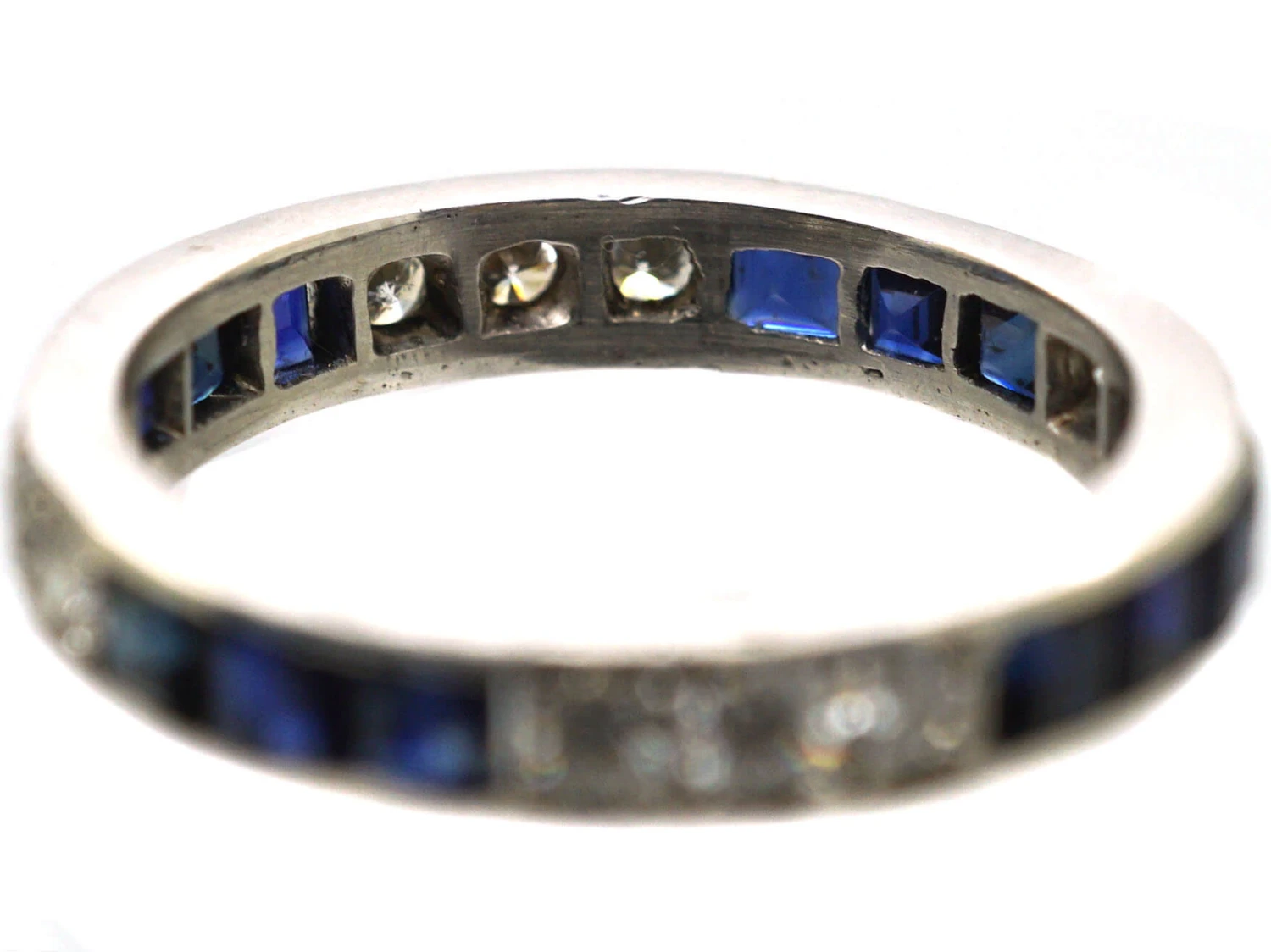 Art Deco Platinum Sapphire & Diamond Eternity Ring 6 Art Deco Platinum Sapphire & Diamond Eternity Ring - Image 4