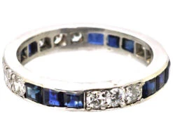 Art Deco Platinum Sapphire & Diamond Eternity Ring 11 Art Deco Platinum Sapphire & Diamond Eternity Ring -Antique Jewellery Company DSC01657 copy