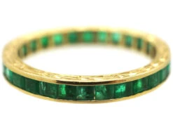 Art Deco 14ct Yellow Gold & Emerald Eternity Ring -Antique Jewellery Company DSC01660