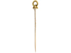 Edwardian 15ct Gold Knot Tie Pin Set With A Natural Pearl -Antique Jewellery Company DSC01689
