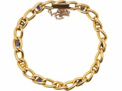 French Early 20th Century 18ct Gold, Sapphire & Natural Pearl Bracelet -Antique Jewellery Company DSC01702 scaled 1