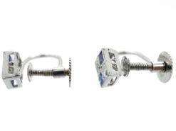 Art Deco Diamond & Sapphire Diamond Shaped Earrings -Antique Jewellery Company DSC01708