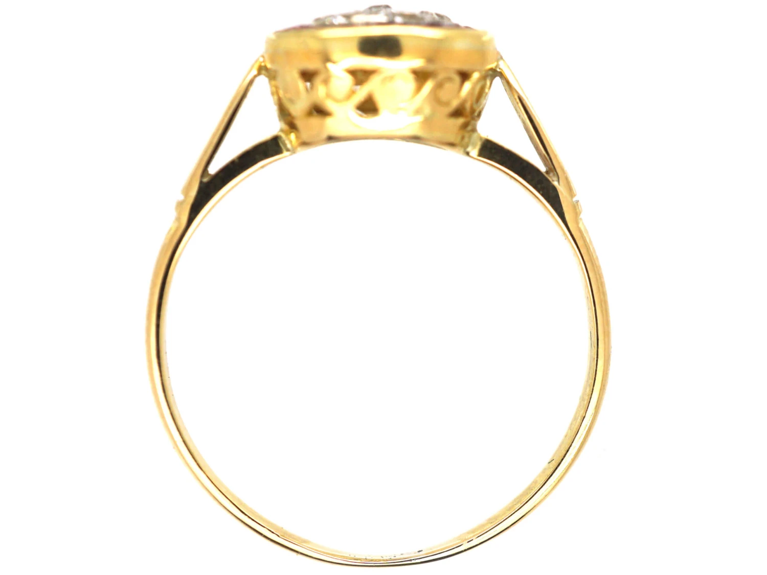 Art Deco 18ct Gold & Platinum, Ruby & Diamond Target Ring 5 Art Deco 18ct Gold & Platinum, Ruby & Diamond Target Ring - Image 3