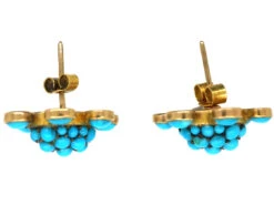 Edwardian Gold & Turquoise Cluster Earrings -Antique Jewellery Company DSC01774