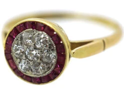 Art Deco 18ct Gold & Platinum, Ruby & Diamond Target Ring 13 Art Deco 18ct Gold & Platinum, Ruby & Diamond Target Ring -Antique Jewellery Company DSC01775