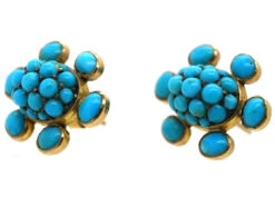 Edwardian Gold & Turquoise Cluster Earrings -Antique Jewellery Company DSC01781