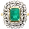 Early 20th Century 18ct Gold & Platinum, Emerald & Diamond Rectangular Cluster Ring 1 Early 20th Century 18ct Gold & Platinum, Emerald & Diamond Rectangular Cluster Ring -Antique Jewellery Company DSC01831 copy