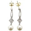 Edwardian Platinum, Diamond & Pearl Drop Earrings 1 Edwardian Platinum, Diamond & Pearl Drop Earrings -Antique Jewellery Company DSC01834