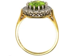 18ct Gold Cluster Ring Set With A Peridot Surrounded By Diamonds 10 18ct Gold Cluster Ring Set With A Peridot Surrounded By Diamonds -Antique Jewellery Company DSC01838