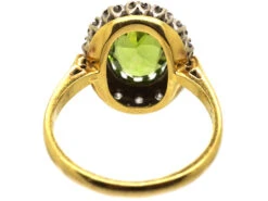 18ct Gold Cluster Ring Set With A Peridot Surrounded By Diamonds 11 18ct Gold Cluster Ring Set With A Peridot Surrounded By Diamonds -Antique Jewellery Company DSC01846