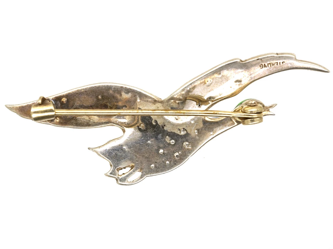 Edwardian Silver, Paste & Enamel Flying Duck Brooch 4 Edwardian Silver, Paste & Enamel Flying Duck Brooch - Image 2
