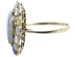 Silver Arts & Crafts Oval Ring Set With Water Opals -Antique Jewellery Company DSC01866