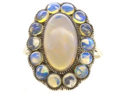 Silver Arts & Crafts Oval Ring Set With Water Opals -Antique Jewellery Company DSC01868