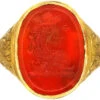 Georgian 18ct Gold Ring Set With A Carnelian With Intaglio Of A Lion’s Head & Coronet -Antique Jewellery Company DSC01870 1
