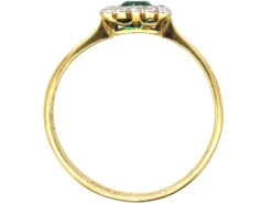 Art Deco 18ct Gold & Platinum, Emerald & Diamond Rectangular Shaped Ring -Antique Jewellery Company DSC01900
