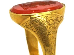 Georgian 18ct Gold Ring Set With A Carnelian With Intaglio Of A Lion’s Head & Coronet 12 Georgian 18ct Gold Ring Set With A Carnelian With Intaglio Of A Lion’s Head & Coronet -Antique Jewellery Company DSC01905
