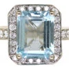 18ct White Gold, Aquamarine & Diamond Rectangular Ring With Diamond Set Shoulders 2 18ct White Gold, Aquamarine & Diamond Rectangular Ring With Diamond Set Shoulders -Antique Jewellery Company DSC01906 1