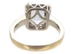 18ct White Gold, Aquamarine & Diamond Rectangular Ring With Diamond Set Shoulders 15 18ct White Gold, Aquamarine & Diamond Rectangular Ring With Diamond Set Shoulders -Antique Jewellery Company DSC01910