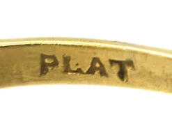 Art Deco 18ct Gold & Platinum, Emerald & Diamond Rectangular Shaped Ring -Antique Jewellery Company DSC01917