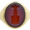 9ct Gold & Carnelian Intaglio Of A Crest Signet Ring -Antique Jewellery Company DSC01922 1