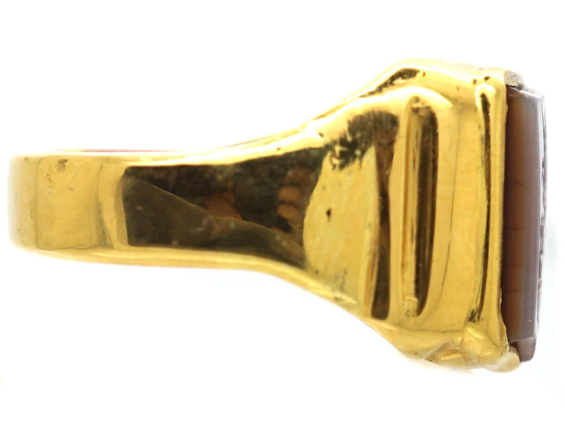 Victorian 18ct Gold Signet Ring With Carnelian Intaglio With A Welsh Dragon 7 Victorian 18ct Gold Signet Ring With Carnelian Intaglio With A Welsh Dragon - Image 5